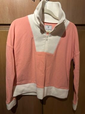 Dudley Stephens Peach and Cream Quarter-Zip Pullover